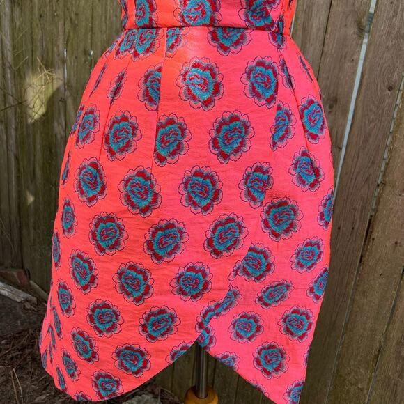 🦋ASOS SALON Fluro Jacquard Bandeau Wrap Front Bustier Dress Size 10 (AA2) - Picture 5 of 14